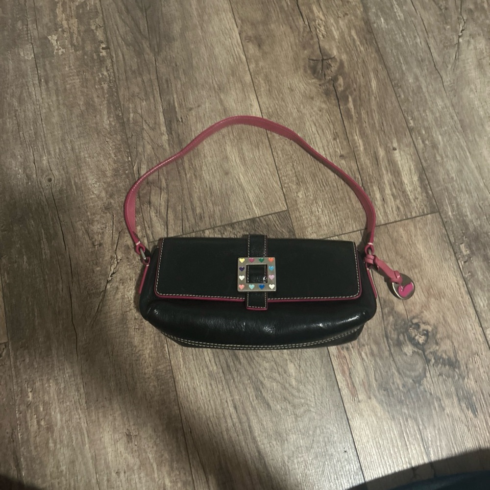 Dooney & Bourke Black shoulder Bag with Rainbow Heart Buckle